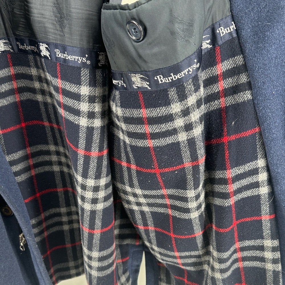 Vintage Burberry’s Dark Blue Wool Overcoat Men’s sz Large - Picture 6 of 14